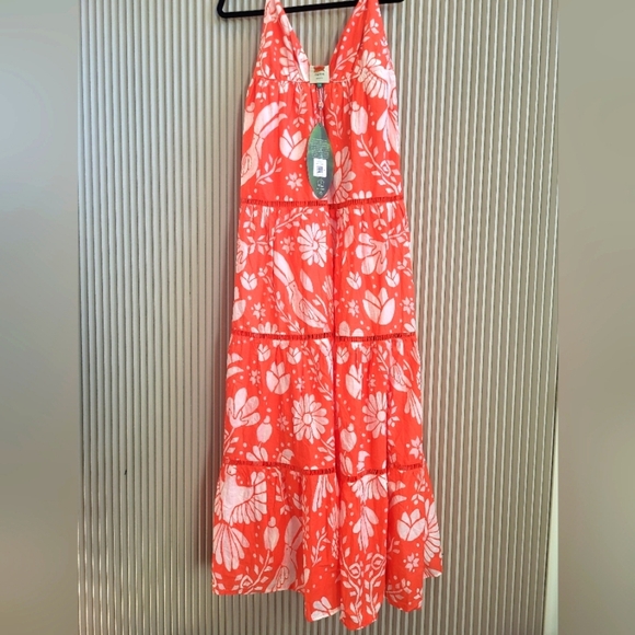 Farm Rio Orange Neon Jungle Tiered Maxi Dress in size Medium! - Picture 4 of 6